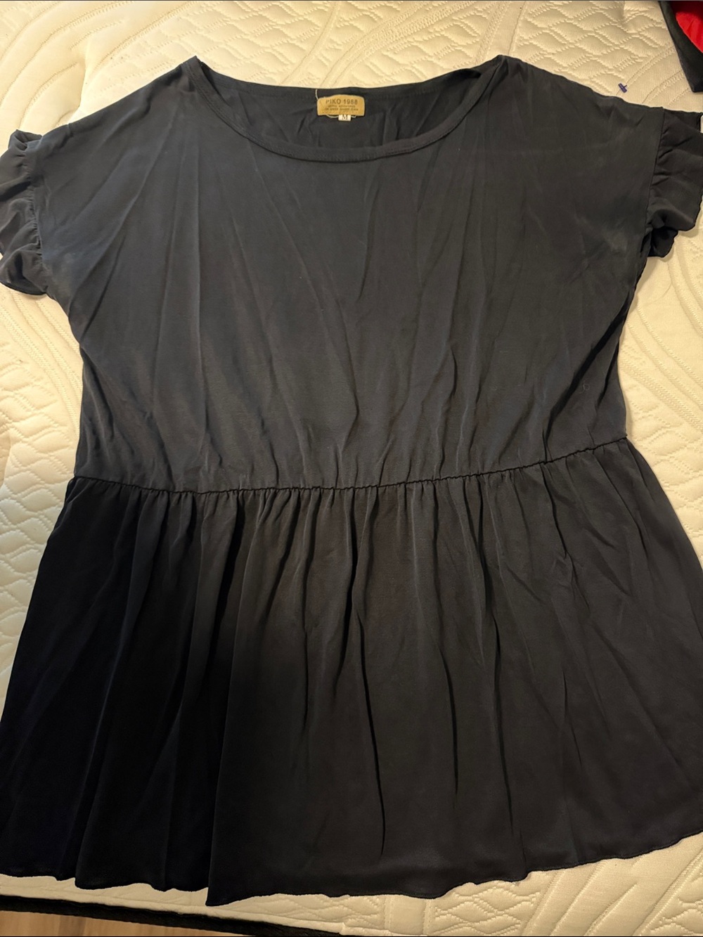 Black Peplum Short Sleeve Top